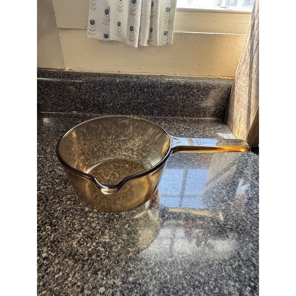 Vision Pyrex Corning Ware 1 Liter Sauce Pan Pour Spout Pot no lid Amber